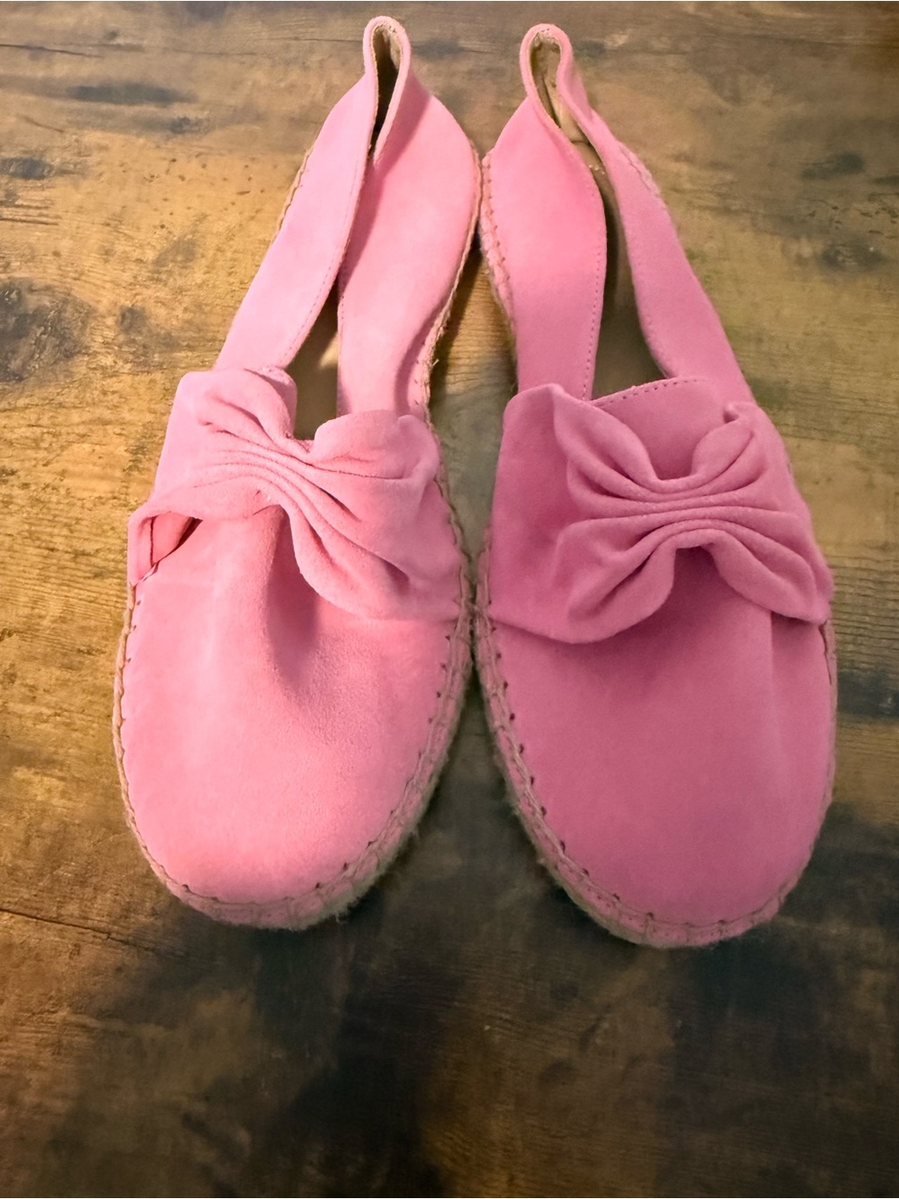 Talbots Pink Suede Bow Slingback Espadrilles, Size 8.5